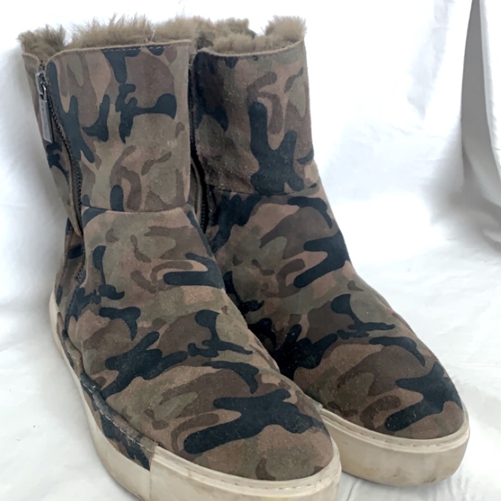 J/Slides Victory Camouflage Platform Suede Zip Si… - image 5